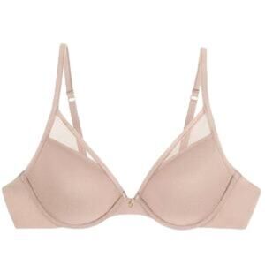 THIRDLOVE 24/7 Classic Contour Plunge Bra in Nude SZ 36D  NO INSERTS